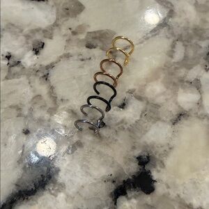 Double hoop Mixed Metal Spiral Ear Cuffs Set